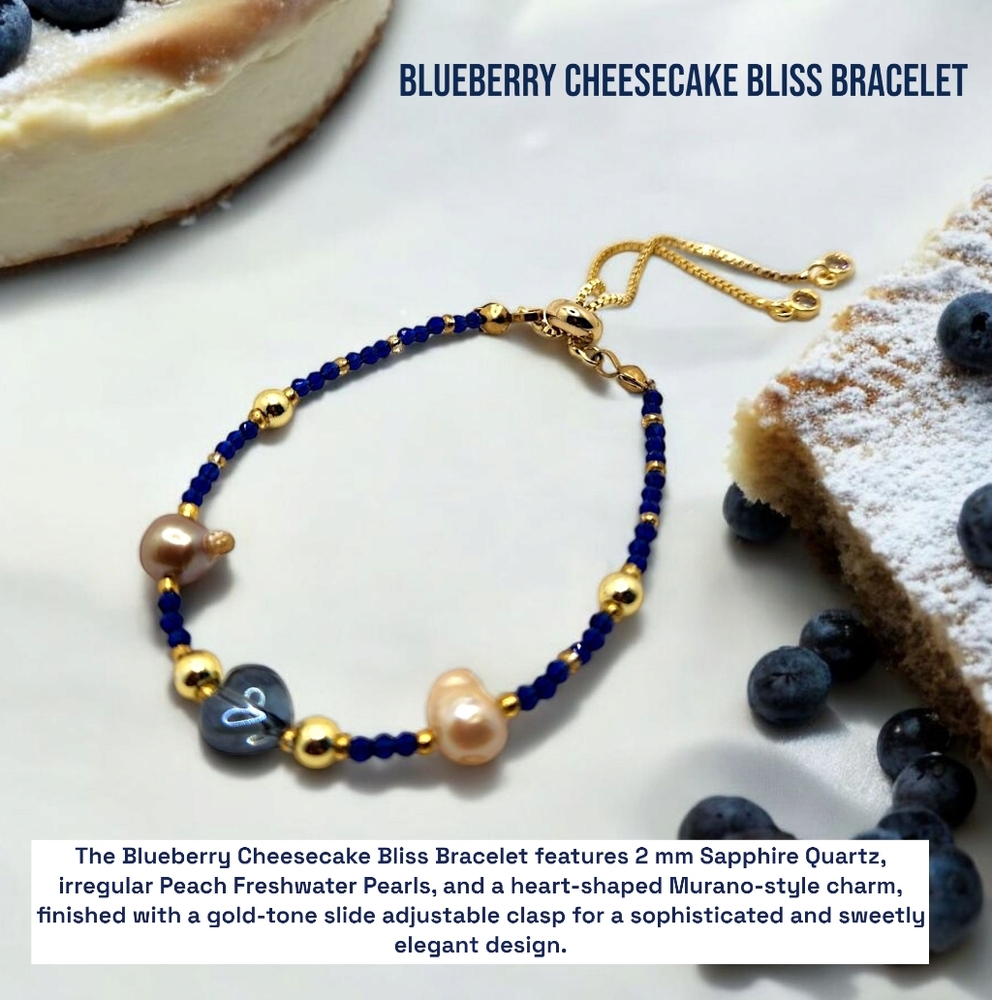 2 mm Sapphire Quartz, Freshwater Pearl  slide Clasp Bracelet